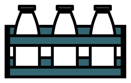 Bottles of milk, illustration, vector on a white background.のイラスト素材