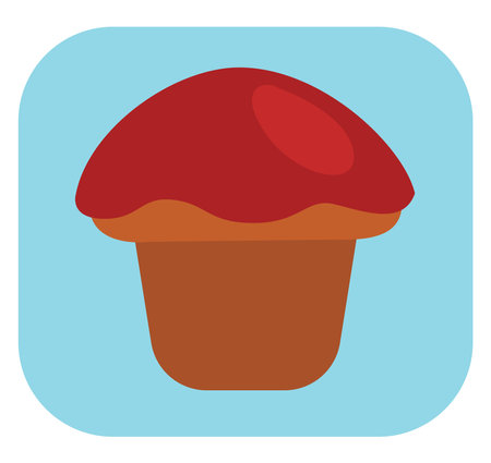 Red cupcake, illustration, vector on a white background.のイラスト素材