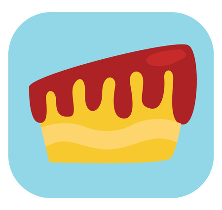 Slice of lemon cake, illustration, vector on a white background.