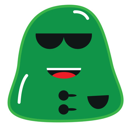 Green monster with glasses, illustration, vector on a white background.のイラスト素材