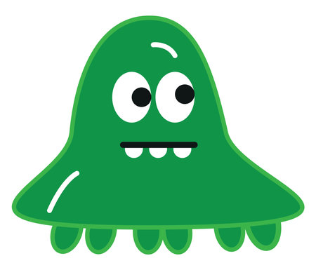 Green monster with legs, illustration, vector on a white background.のイラスト素材