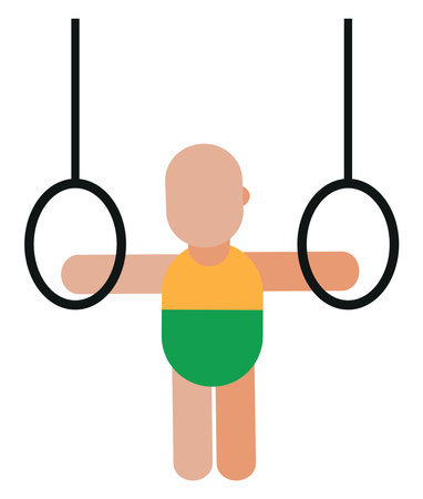 Gymnastics ring exercise, illustration, vector on a white background.のイラスト素材