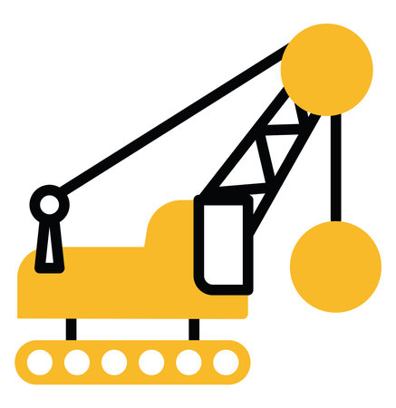 Hard equipments crane, illustration, vector on a white background.のイラスト素材