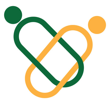 Two links together logo, illustration, vector on a white background.のイラスト素材