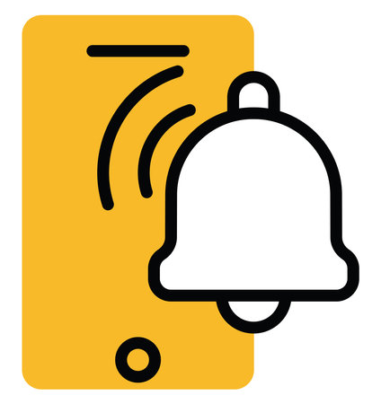 Mobile app notification, illustration, vector on a white background.のイラスト素材