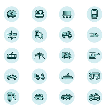 Vehicals icon pack, illustration, vector on a white background.のイラスト素材