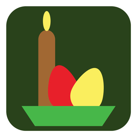 Easter candle with eggs, illustration, vector on a white background.のイラスト素材