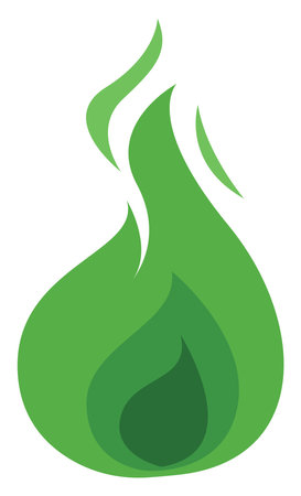 Halloween green fire, illustration, vector on a white background.のイラスト素材