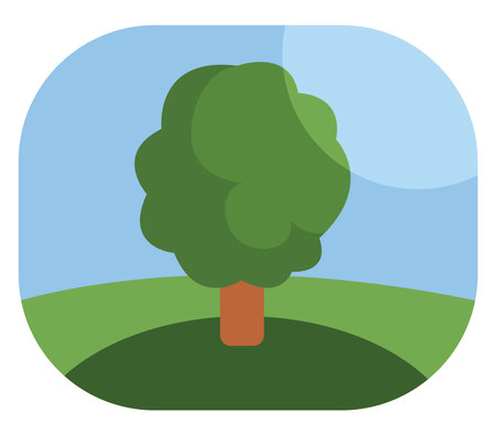 Three in the field landscape, illustration, vector on a white background.のイラスト素材