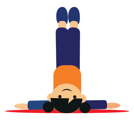 Yoga asana headstand, illustration, vector on a white background.のイラスト素材