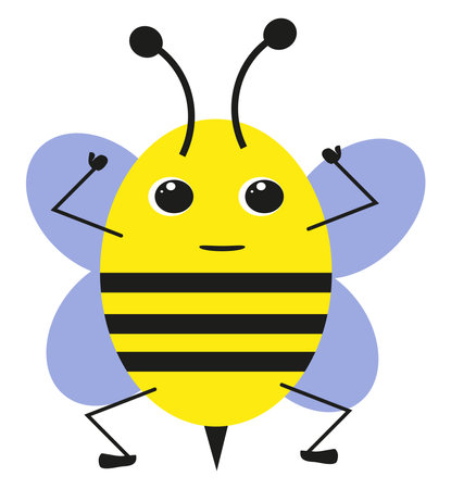 Yellow bee, illustration, vector on a white background.のイラスト素材