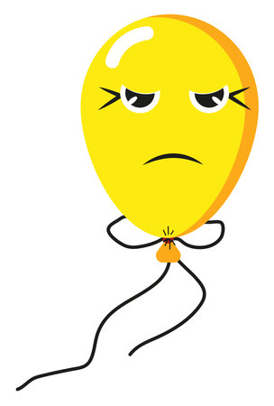 Angry yellow balloon, illustration, vector on a white background.のイラスト素材
