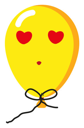 Yellow balloon in love, illustration, vector on a white background.のイラスト素材