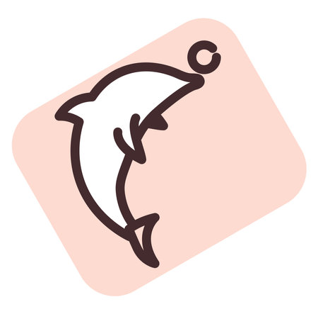 Dolphin show with ball, illustration, vector on a white background.のイラスト素材