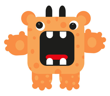 Monster with horns, illustration, vector on a white background.のイラスト素材