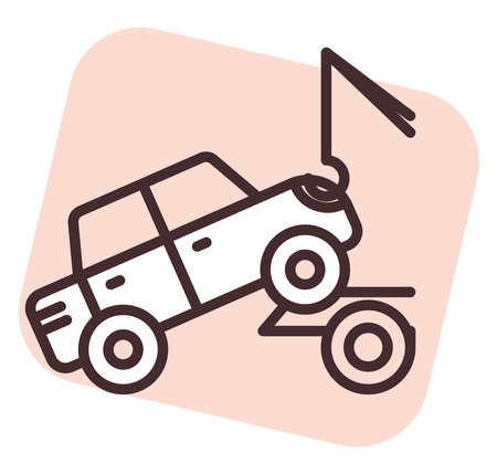 Car towing , illustration, vector on white background.のイラスト素材