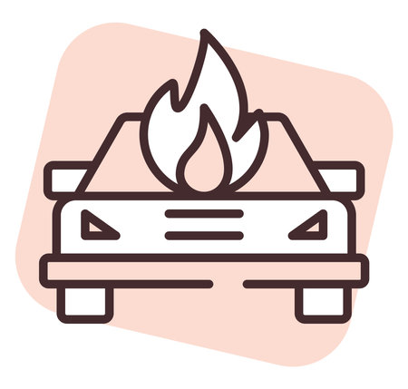 Car accident fire, illustration, vector on white background.のイラスト素材