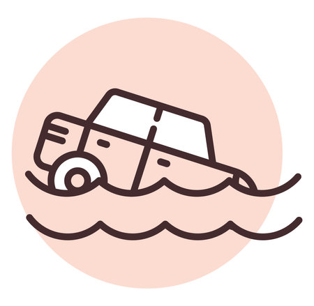 Car accident lake crash, illustration, vector on white background.のイラスト素材