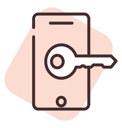 Cyber security key, illustration, vector on white background.のイラスト素材