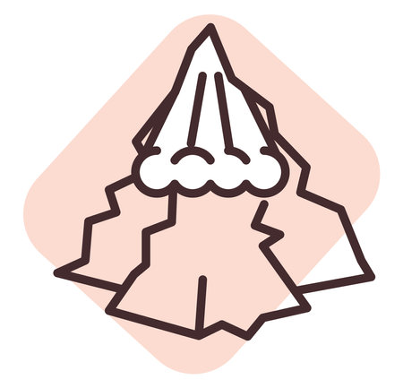 Disaster mountain avalanche, illustration, vector on white background.のイラスト素材