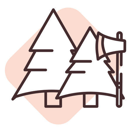 Disaster forest tree cutting, illustration, vector on white background.のイラスト素材