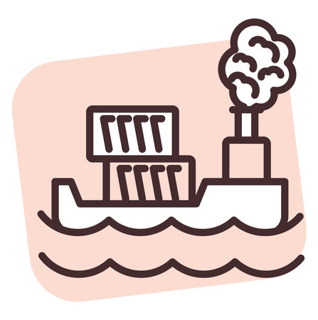 Disaster ship air pollution, illustration, vector on white background.のイラスト素材