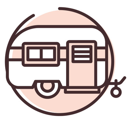 Pool and beach caravan, illustration, vector on white background.のイラスト素材