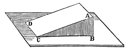 A flat supporting surface at sloping position, with one end higher than the other, vintage line drawing or engraving illustration.のイラスト素材