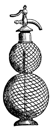 Prepared on large scale by placing whiting, chalk, or carbonate of lime in a lead vessel with water and sulphuric acid, when the sulphuric acid combines with the lime to form stucco or sulphate of lime, vintage line drawing or engraving illustration.のイラスト素材