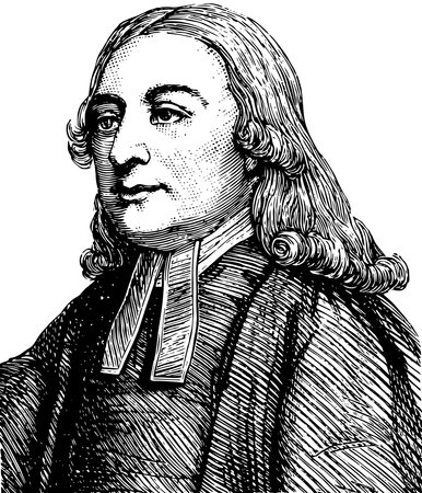 John Wesley, 1703-1791, he was an English Anglican cleric and theologian, vintage line drawing or engraving illustrationのイラスト素材