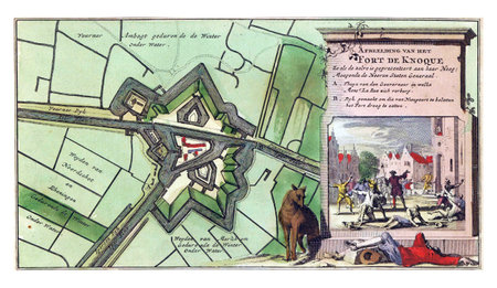Map of Fort Knoque, vintage engraving.