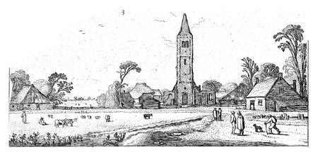 Hikers on a road near Spaarnwoude, Esaias van de Velde, 1615 - 1616の写真素材