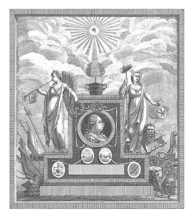 Allegory with a monument in honor of Stadtholder William V and the restoration of his authority in Zeeland.の写真素材