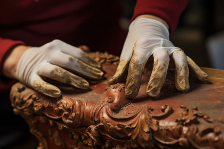 Expertly restoring an antique masterpiece! These hands carefully revive a treasured work of art for all to admire, preserving the past for future generations.の素材