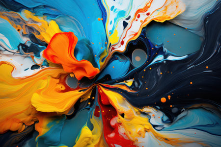 Mesmerizing blending of colors captured in Abstract Art with Fluid Paint Movement. Transports you into a world of undulating hues and shapes that seem to come alive.の素材