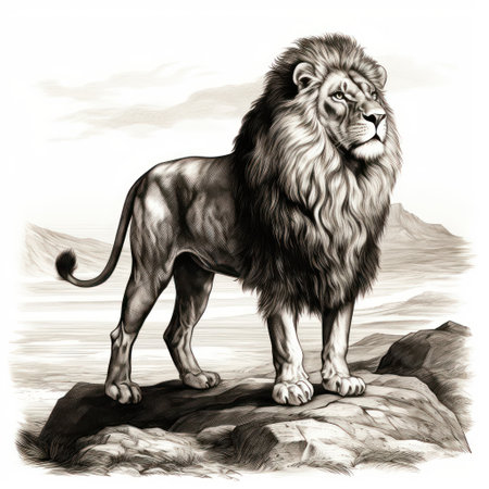 Transport yourself back in time with this stunning Barbary Lion Vintage Engraving illustration, reminiscent of 1800s style. Perfect for adding a touch of old-world charm to any project.の素材