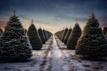 Experience the ultimate festive vibe at our Christmas tree farm, bursting with rows of freshly cut evergreens. Come and find the perfect tree to create new memories with loved ones.の素材
