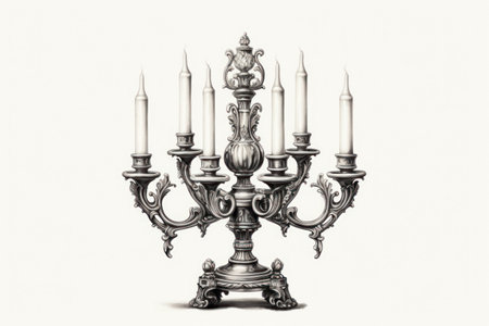 Experience the elegant charm of the past with this classic engraving of a vintage candelabrum. Perfect for adding a touch of sophistication to any space.の素材