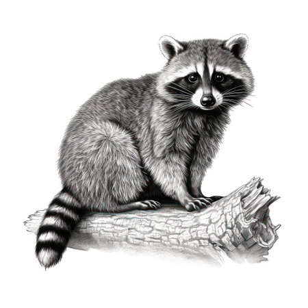 Step back in time with this vintage engraving of a common raccoon, reminiscent of 1800s style illustrations. A perfect addition to any rustic decor!の素材
