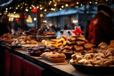 Experience the magic of the holiday season at our Festive Street Market, filled with delicious holiday delicacies that will leave your taste buds dancing with joy.の素材