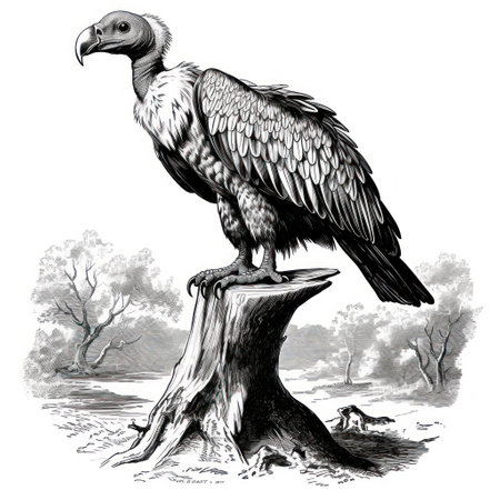 Transport back to the 1800s with this Vulture Vintage Engraving. The intricately detailed illustration on a white background captures the essence of the era.の素材