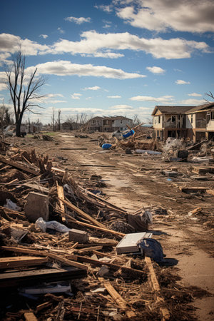 A destructive force leaves nothing in its path. But after the storm, there's rebuilding, hope, and resilience. Witness the aftermath of Tornado Devastation and Rebuilding.の素材