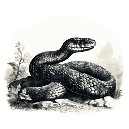 Transport yourself back to the 1800s with this Viper Vintage Engraving style illustration. Featured on a clean white background, it's the perfect fusion of modern technology and traditional artistry.の素材