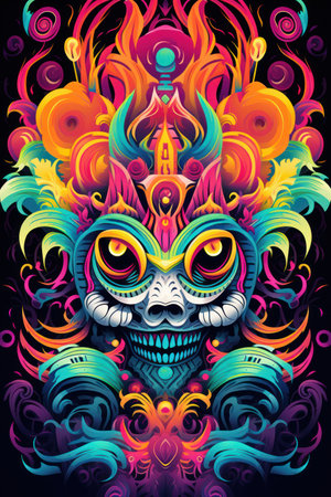 A riot of color and energy bursts forth from this vibrant background, perfect for showcasing cultural events without distracting text. Let the bold graphics and bright hues speak for themselves.の素材