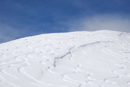 Snowboarders' trailsの写真素材