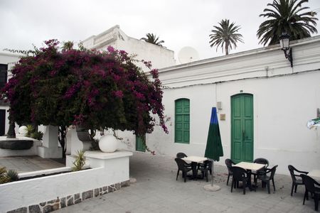a court yard in a lanzarote townの写真素材