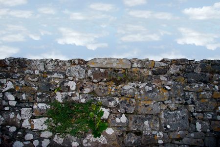 an old irish stone wall in kerryの写真素材
