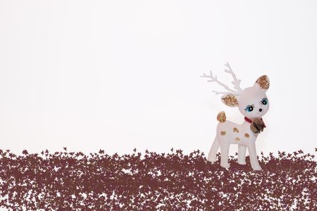 a small dear out on a christmas night with clipping pathの写真素材