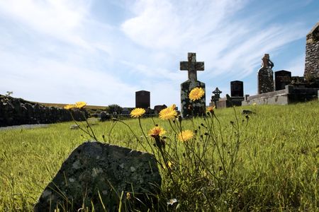 an old irish graveyard in Kerry on the west coast of Irelandの写真素材