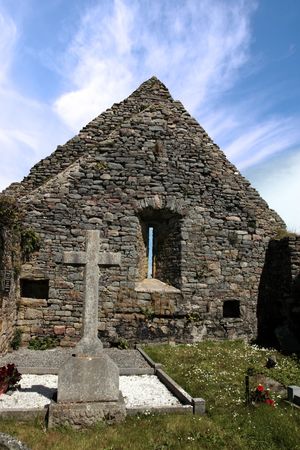 an irish graveyard in Kerry on the west coast of Irelandの写真素材